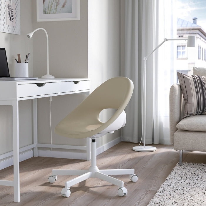 ELDBERGET / MALSKAR Swivel chair, beige/white, 39444398