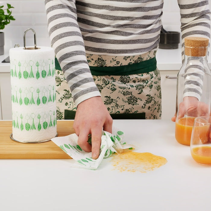 FAMILJ kitchen roll, patterned bright green/white