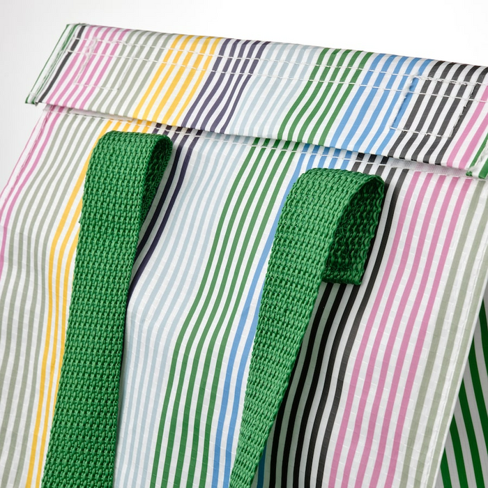 FLADDRIG Lunch bag, striped/multicolour, 25x16x27 cm