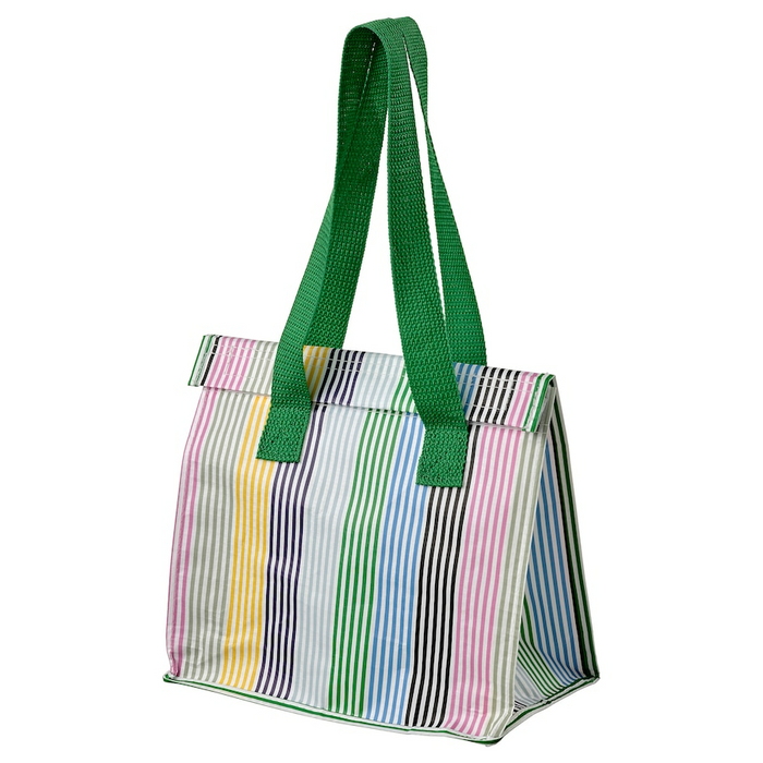 FLADDRIG Lunch bag, striped/multicolour, 25x16x27 cm