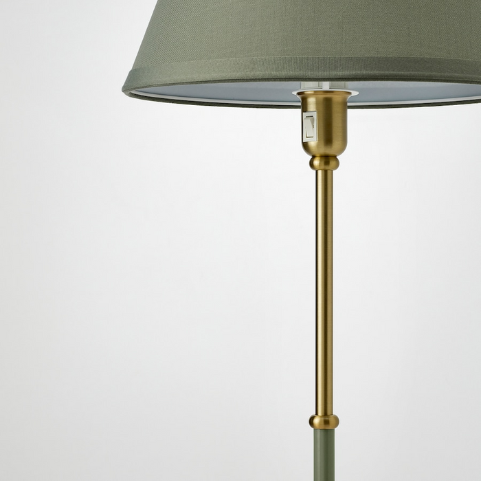 FLYGHOJD Floor lamp, brass/green-grey, 30543840