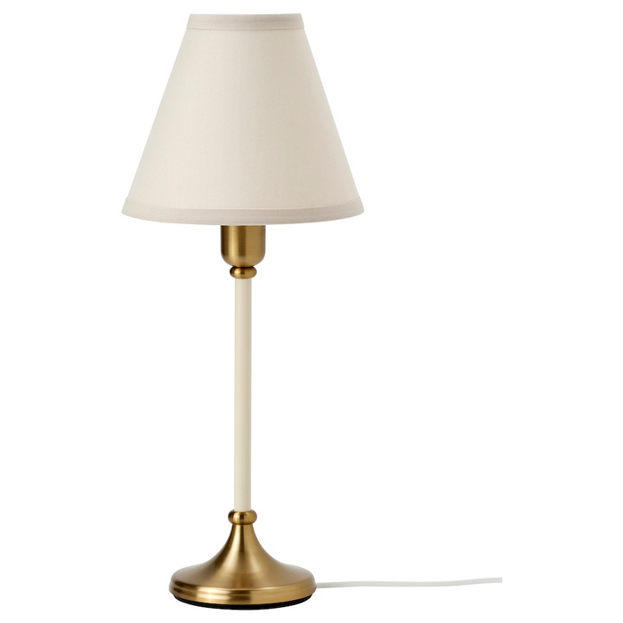 FLYGHOJD Table lamp, brass/beige, 54 cm