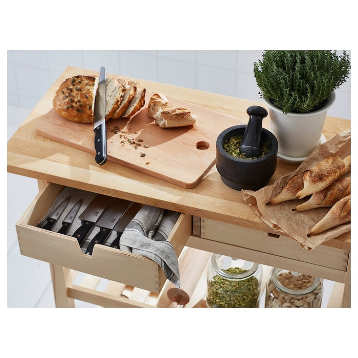 FORHOJA Kitchen trolley, birch, 100x43 cm, 70177024