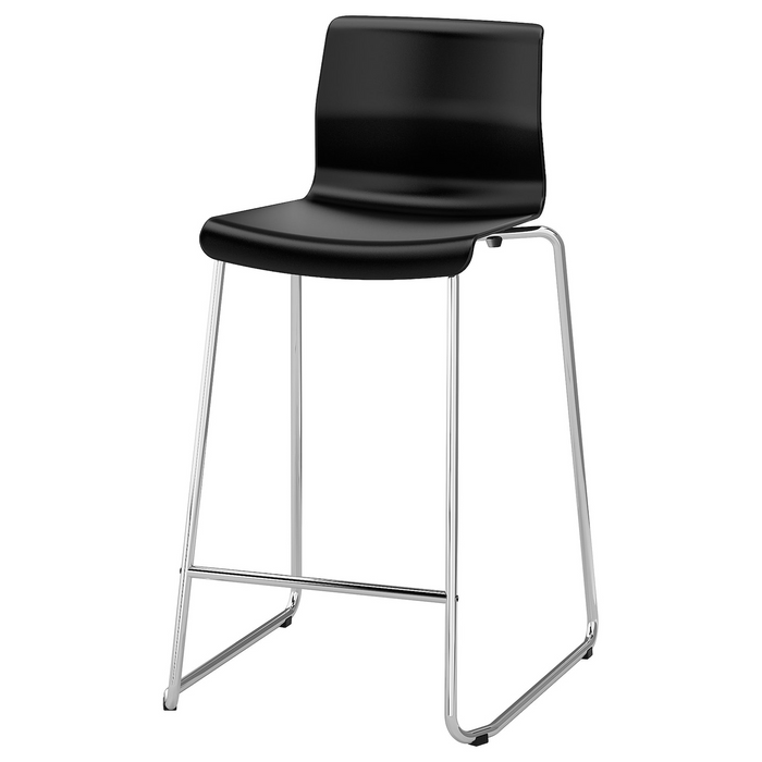 GLENN bar stool, black/chrome-plated, 77 cm, 20203228