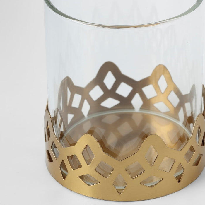 GOKVALLA Tealight holder, glass/gold-colour, 8 cm