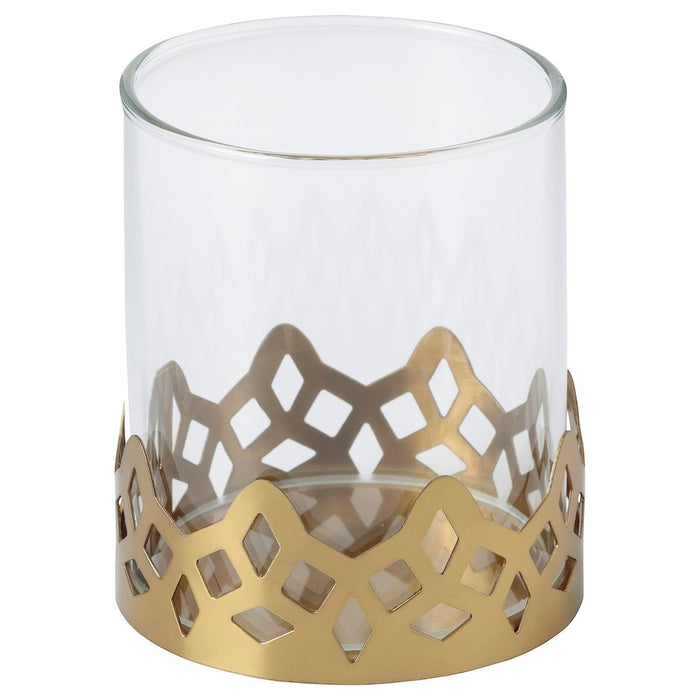 GOKVALLA Tealight holder, glass/gold-colour, 8 cm