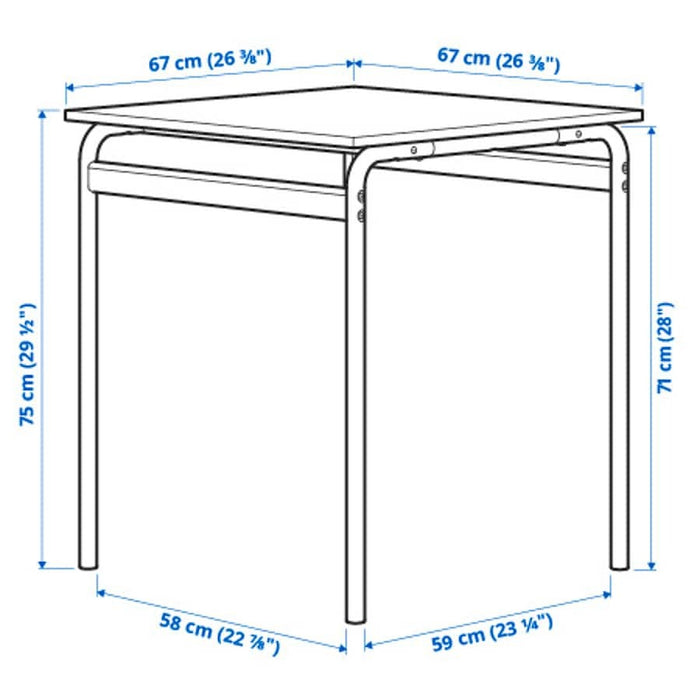 GRASALA Table, grey/grey, 67x67x75 cm, 39484025