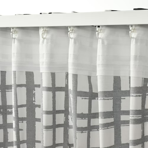 GRONKATTFOT Curtains, 1 pair, white/black, 145x250 cm