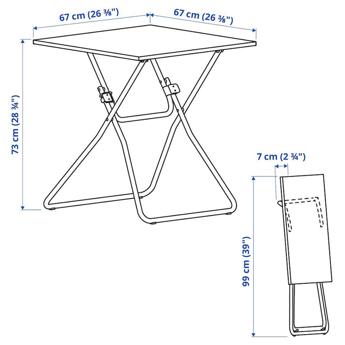 GUNDE Folding table, black, 67x67 cm, 70546894