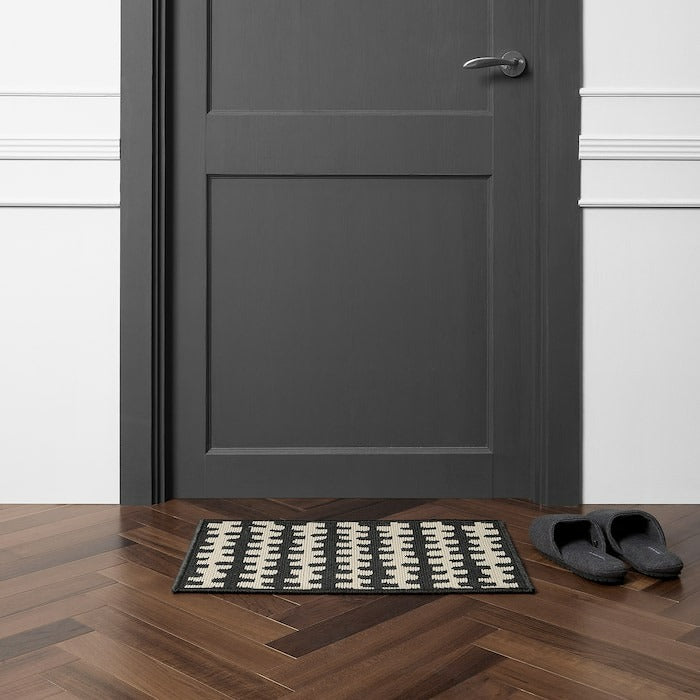 HALLPLATS Door mat, black/beige, 40x60 cm