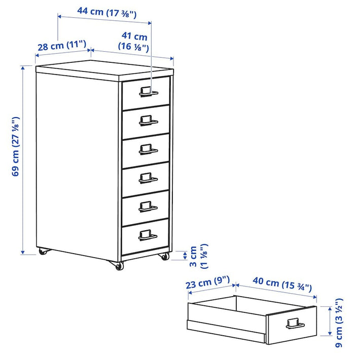 HELMER Drawer unit on castors, black, 28x69 cm, 00341971