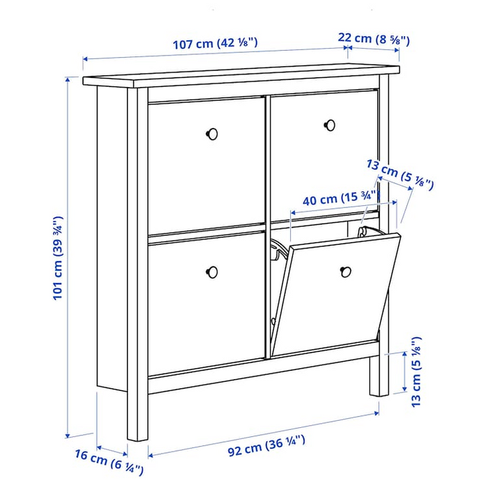 HEMNES Shoe cabinet with 4 compartments, white, 20161209