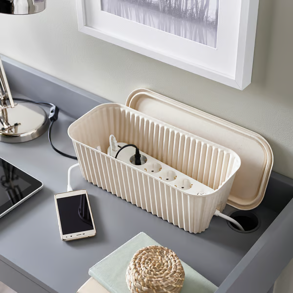 HONSNAT Cable management box, natural, 38x18x14 cm, 40564894