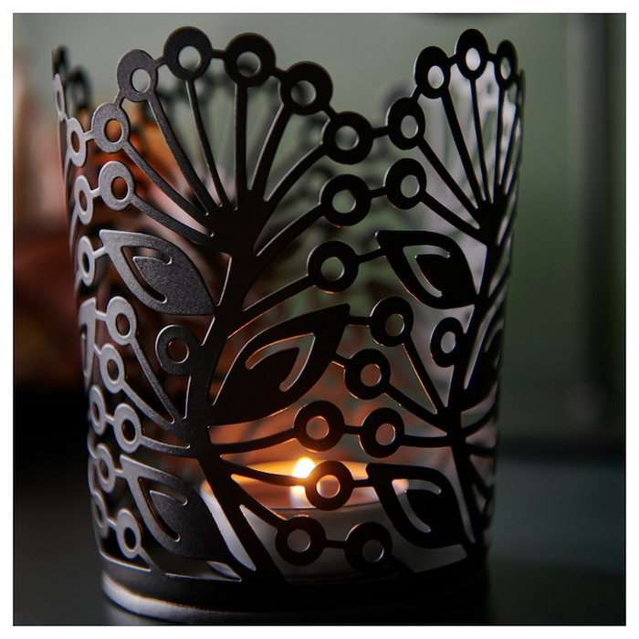 HOSTAGILLE Tealight holder, black, 11 cm, 80575485