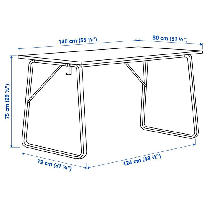 UTESPELARE Gaming desk, ash effect/grey 160x80 cm, 90540626