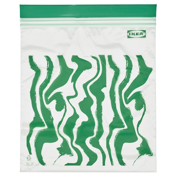 ISTAD Resealable bag, patterned bright green, 2.5 l, 80579916