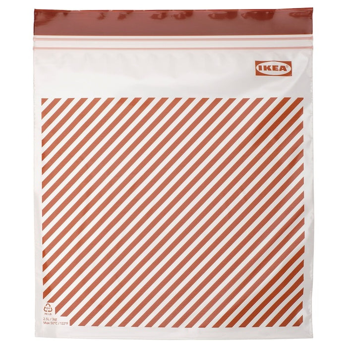 ISTAD Resealable bag, stripe red/brown, 2.5 l