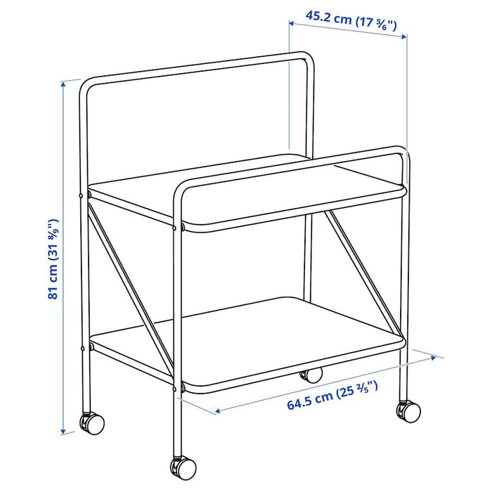 JARLASA Side table on castors, white, 65x45 cm, 10561948