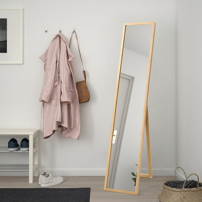 VARSNAS Standing mirror, bamboo, 30x150 cm