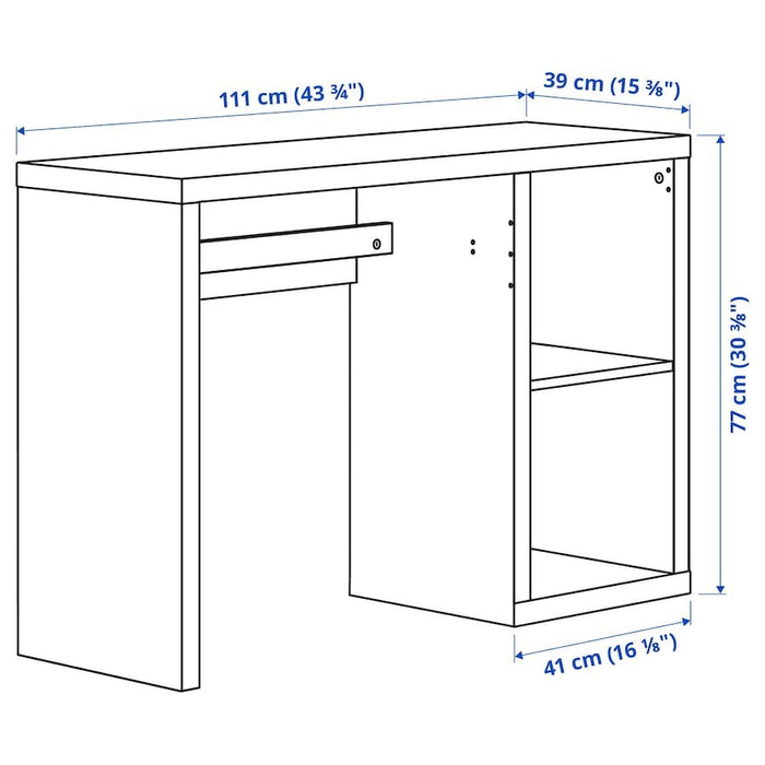 KALLAX Desk, black-brown, 111x39 cm, 20582441