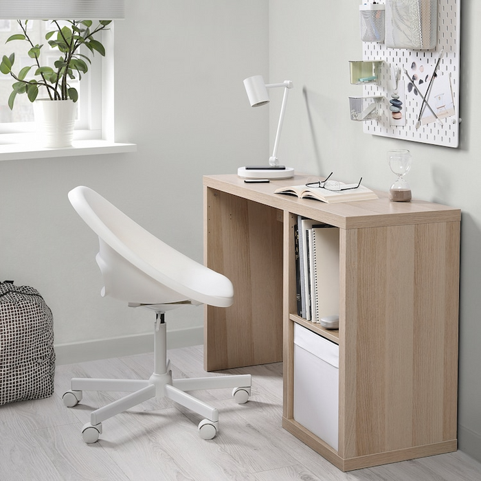 KALLAX Desk, white stained/oak effect, 111x39 cm, 70585102