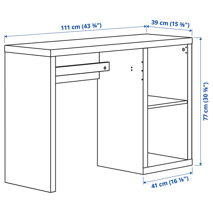 KALLAX Desk, white stained/oak effect, 111x39 cm, 70585102