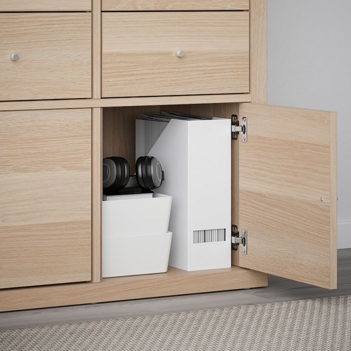 KALLAX Insert with door, white stained oak effect, 33x33 cm, 60362913