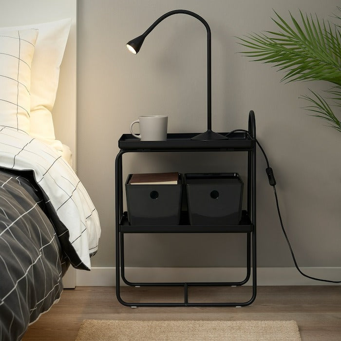 HATTASEN Bedside table/shelf unit, black