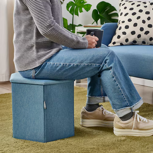 KJUGE Pouffe with storage, Knisa medium blue