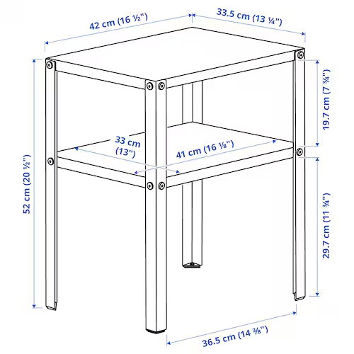 KNARREVIK Bedside table, black, 42x34 cm