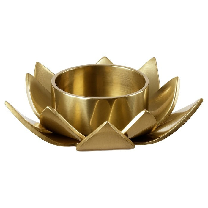 KNASTRIGT Tealight holder, gold-colour/Lotus, 3 cm