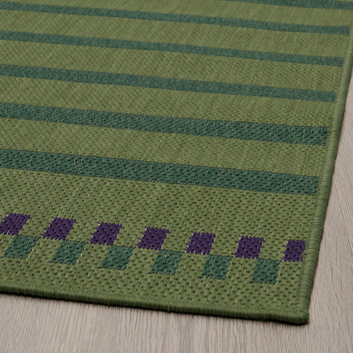 KORSNING Rug flatwoven, in/outdoor, green purple/striped, 80x150 cm, 60553234