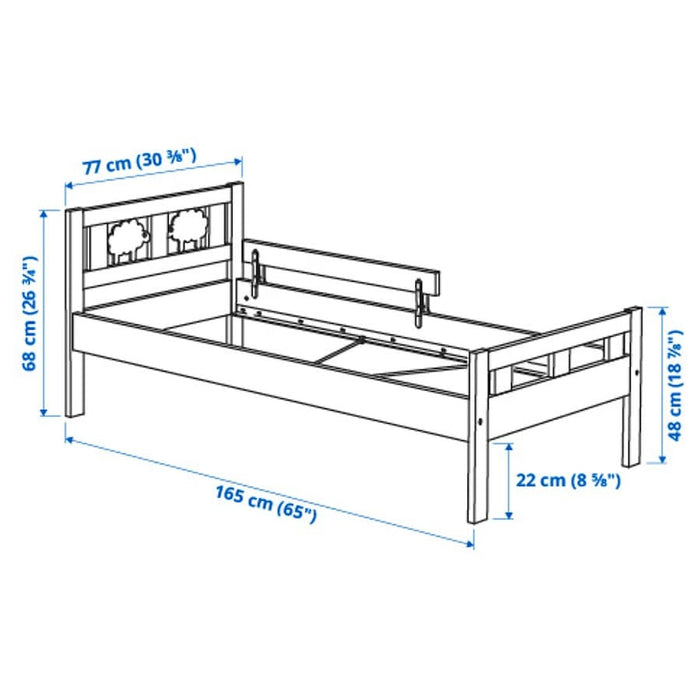 KRITTER Bed frame with slatted bed base, white, 70x160 cm, 39240344