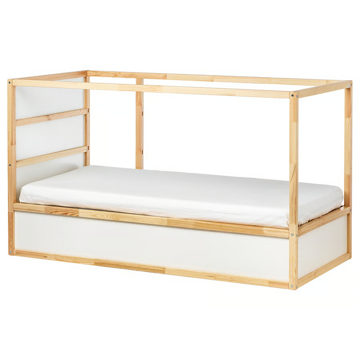 KURA Reversible bed, white, pine, 40253811