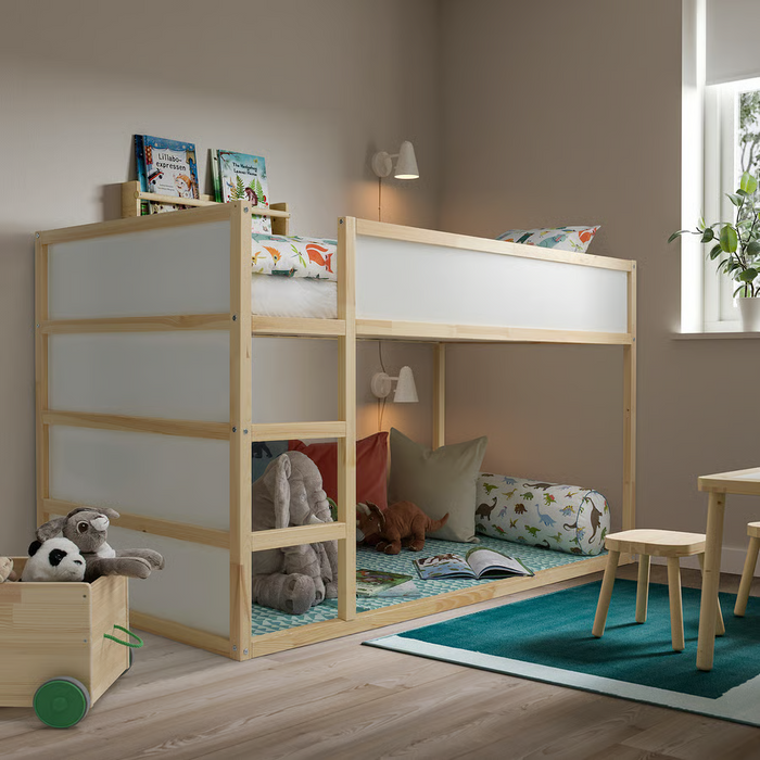 KURA Reversible bed, white, pine, 40253811