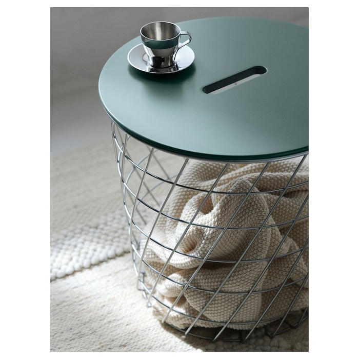 KVISTBRO Storage table, silver-colour/dark grey-green, 44 cm