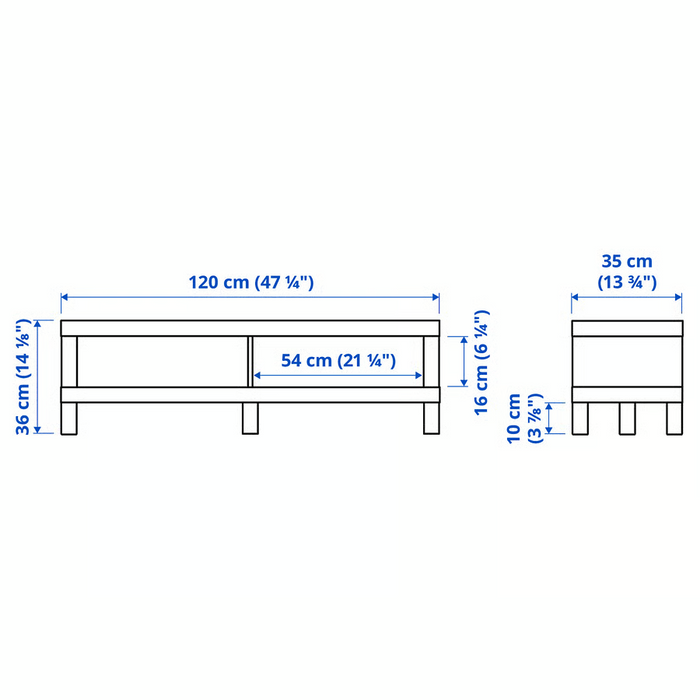 LACK TV bench, black-brown, 120x35x36 cm, 80498939