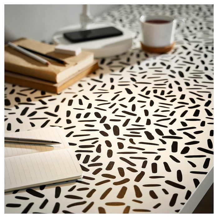 LAGKAPTEN Table top, organic shapes white/black, 120x60 cm, 20599696