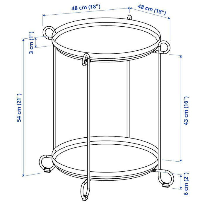 LIVELYCKE Tray table, black, 50 cm, 90564014