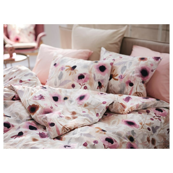 LONNHOSTMAL Duvet cover and 2 pillowcases, multicolour/floral pattern, 200x200/50x80 cm