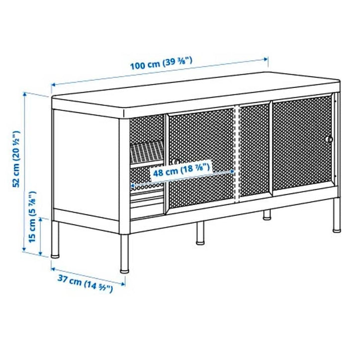 MACKAPAR Storage bench with sliding doors, white, 100x37 cm 80544489, 80544489