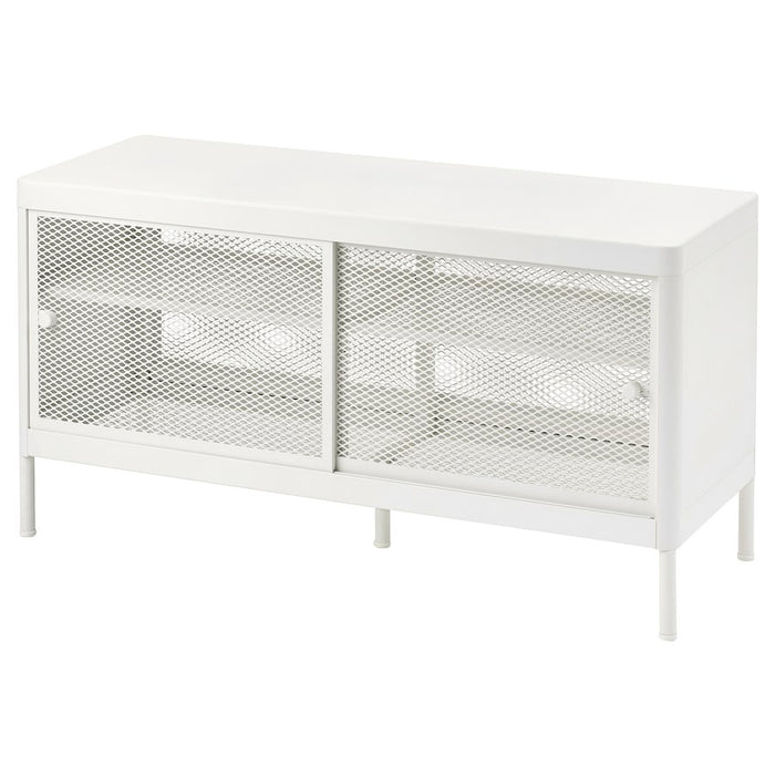 MACKAPAR Storage bench with sliding doors, white, 100x37 cm 80544489, 80544489