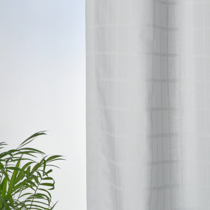 MASTERROT Curtains, 1 pair, white/grid with heading tape, 145x250 cm, 70602564