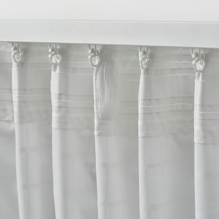 MASTERROT Curtains, 1 pair, white/grid with heading tape, 145x250 cm, 70602564