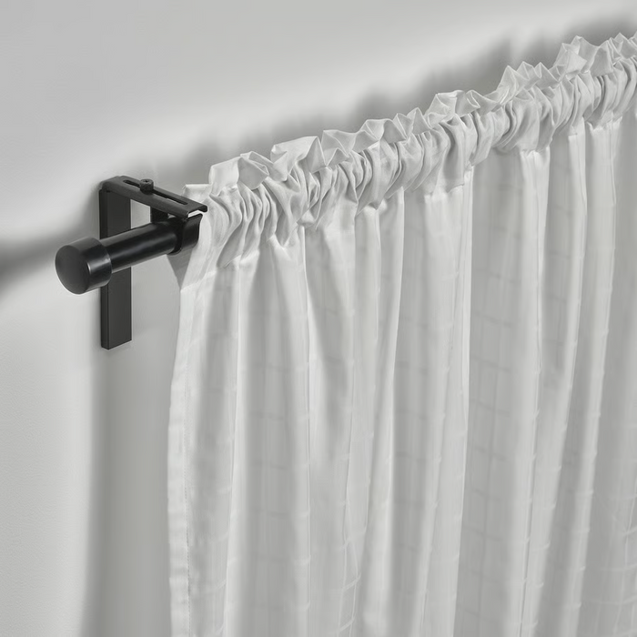 MASTERROT Curtains, 1 pair, white/grid with heading tape, 145x250 cm, 70602564