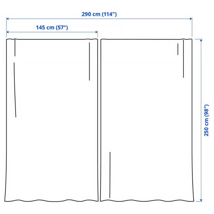 MASTERROT Curtains, 1 pair, white/grid with heading tape, 145x250 cm, 70602564