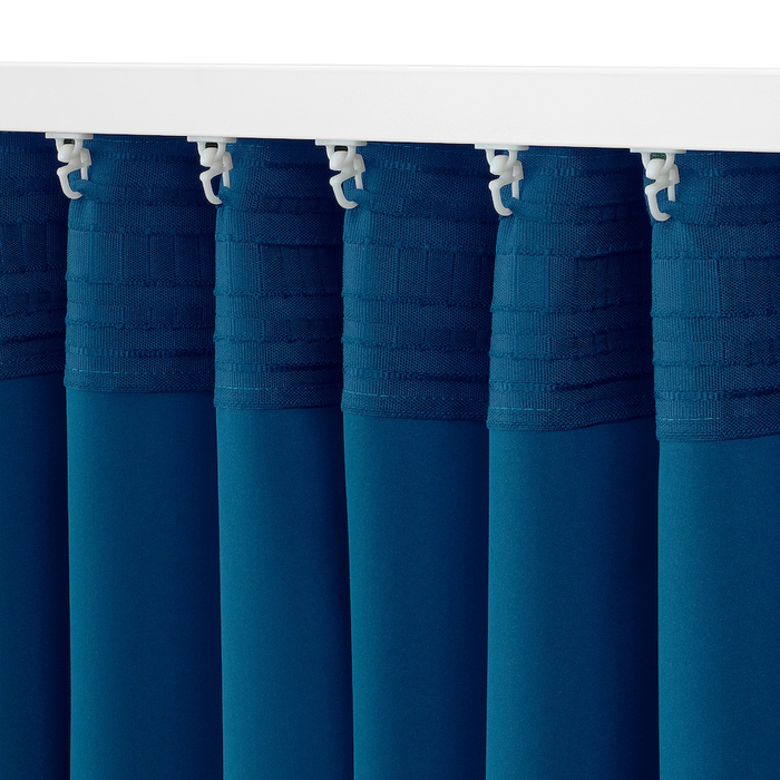 MAJGULL Block-out curtains, 1 pair, with heading tape/dark blue, 145x250 cm, 50569754