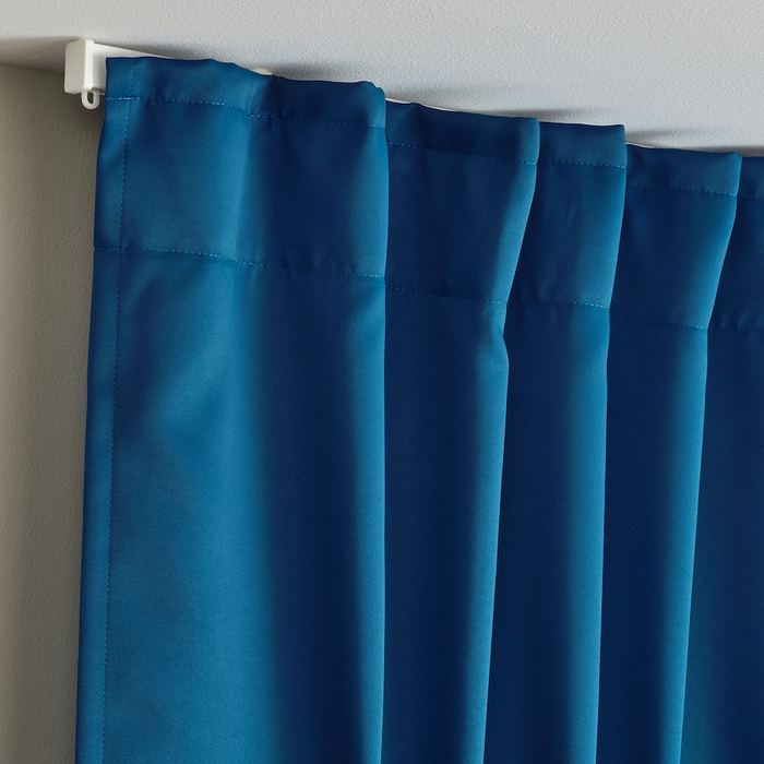 MAJGULL Block-out curtains, 1 pair, with heading tape/dark blue, 145x250 cm, 50569754