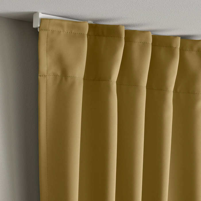 MAJGULL Room darkening curtains, 1 pair, with heading tape/beige-yellow, 145x250 cm, 20586024