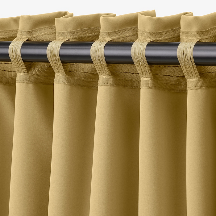 MAJGULL Room darkening curtains, 1 pair, with heading tape/beige-yellow, 145x250 cm, 20586024